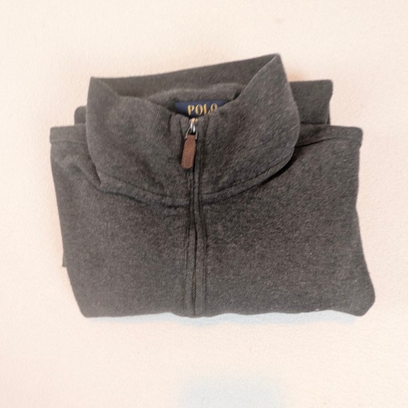 Polo Ralph Lauren Men Gray Estate Rib 1/4 Zip Pullover Sweater Size M Flesh Pony - Picture 6 of 11